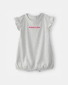 Baby Girl Momma's Mini' Short-Sleeve Romper - Grey, image 1 of 4 slides