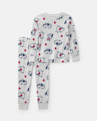 Baby Puppy Love Valentine's Day Snug Fit 2-Piece Pyjama Set - Cream, image 1 of 4 slides