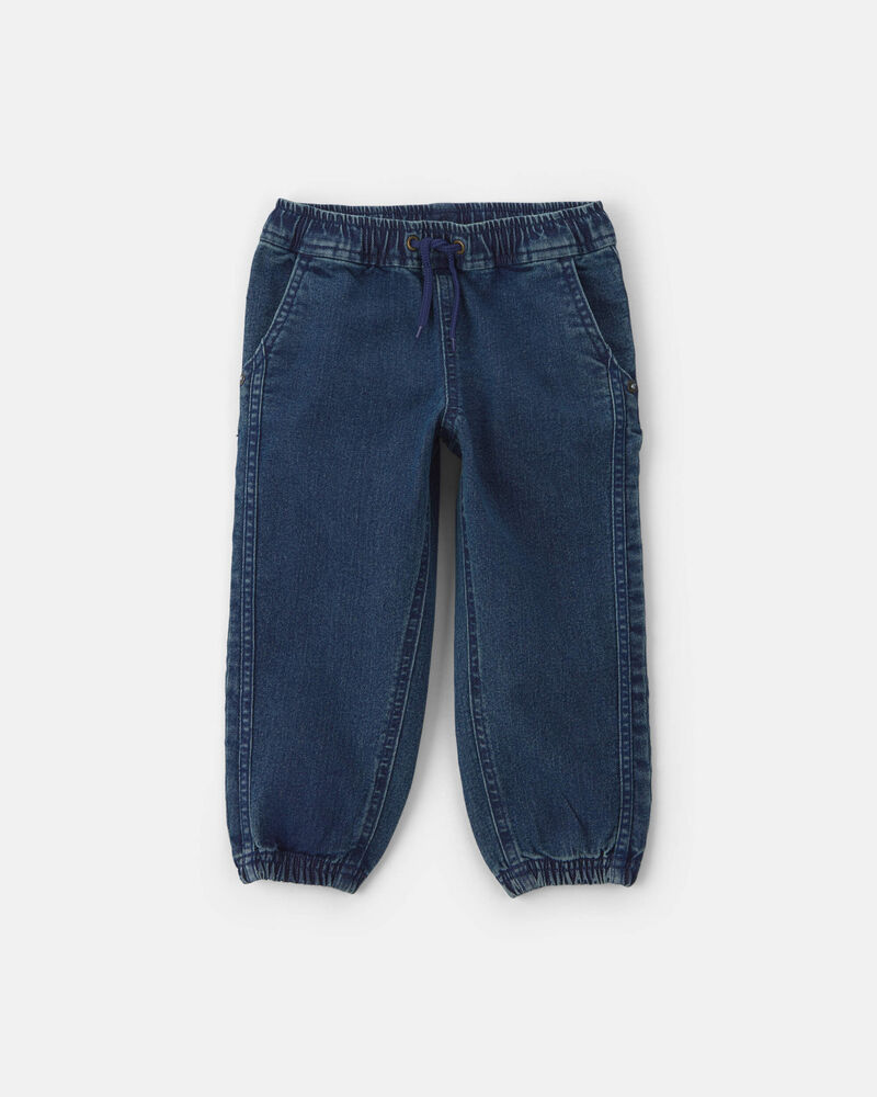 Toddler Boy Denim Joggers - Medium Wash, image 1 of 4 slides