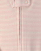 Baby Girl 2-Pack Floral Striped 100% Cotton 2-Way Zip Sleepers - Pink, image 4 of 5 slides