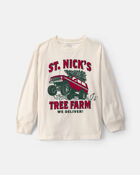 Boys 'St. Nick's Tree Farm' Long-Sleeve Graphic Tee - Cream, image 1 of 3 slides