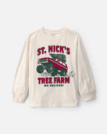 Boys 'St. Nick's Tree Farm' Long-Sleeve Graphic Tee - Cream, 