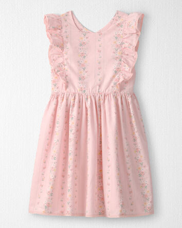 Girls Ruffle Dress Made with Organic Cotton in Spring Garden Print, 