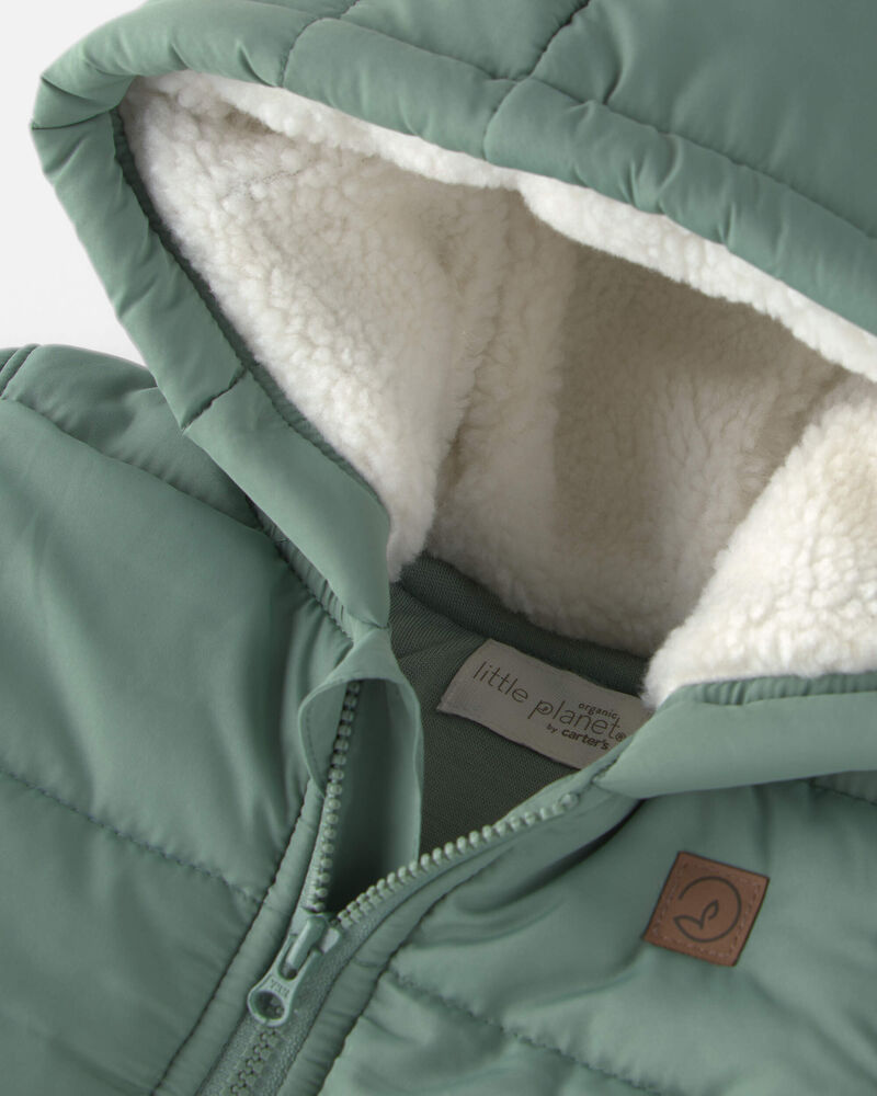 Toddler Recycled Teddy Fleece Hooded Puffer Jacket, image 3 of 5 slides