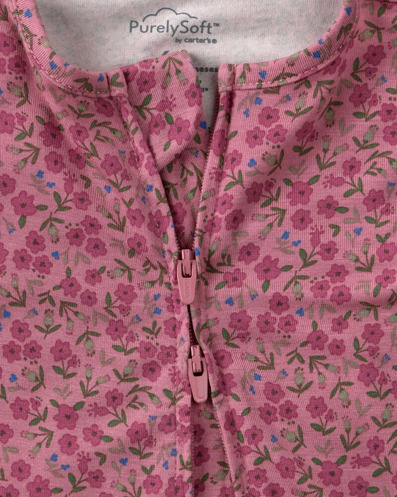 Baby Girl Floral PurelySoft&trade; 2-Way Zip Sleep & Play Pyjamas - Pink, image 5 of 9 slides