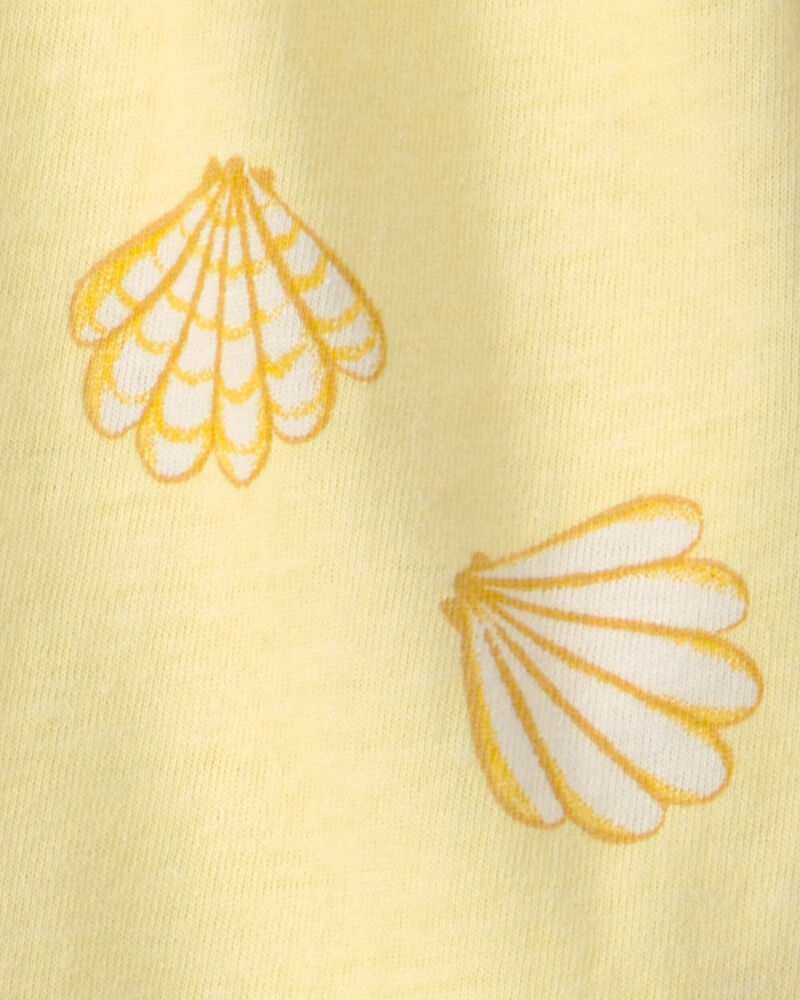 B&eacute;b&eacute; fille - Ensemble 2 pi&egrave;ces haut &agrave; coquillage et short - Jaune/Blanc, image 3 sur 4 diapositives