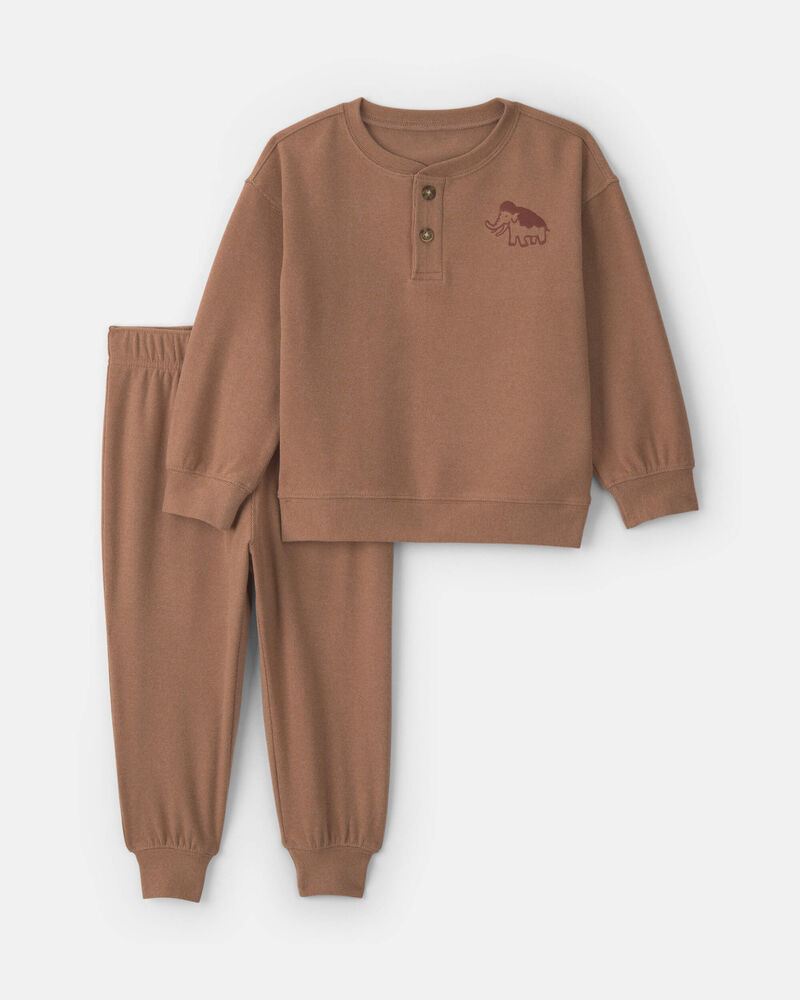 B&eacute;b&eacute; gar&ccedil;on - Ensemble 2 pi&egrave;ces haut manches longues et pantalon &ndash; Brun, image 1 sur 3 diapositives