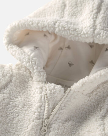 Baby Recycled Teddy Fleece Hooded Jumpsuit, 