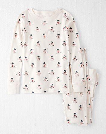 Jeune - Pyjama 2 pi&egrave;ces en coton biologique &agrave; motif bonhomme de neige, 