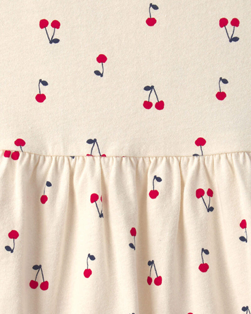 Toddler Girl Cherry Sleeveless Dress - Cream, image 3 of 4 slides