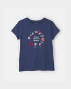 Girls 'United Snacks of America' Graphic Tee - Navy Blue, image 1 of 3 slides
