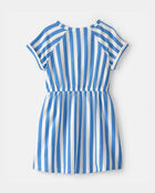 Filles - Robe en jersey bouclette &agrave; rayures - Bleu/Ivoire, image 3 sur 4 diapositives