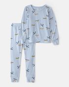 Tout-petit gar&ccedil;on - Ensemble 2 pi&egrave;ces pyjama PurelySoft &agrave; fermeture &agrave; glissi&egrave;re 2 sens, avion - Bleu, image 1 sur 5 diapositives