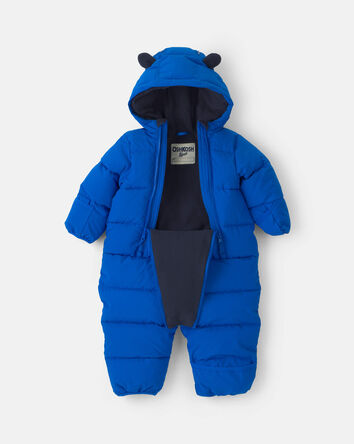 Baby Boy Solid 1 Piece  Puffer Snowsuit- Royal Blue, 