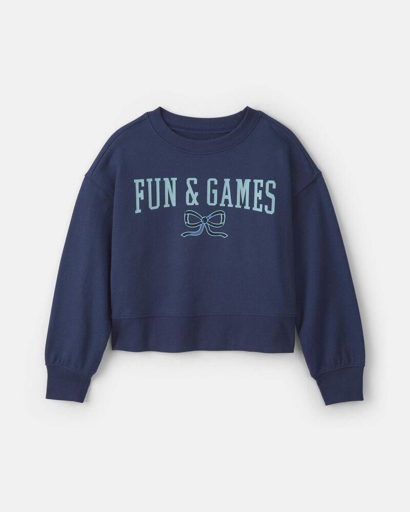 Girls 'Fun & Games 'Long-Sleeve Pullover Sweatshirt - Blue, image 1 of 3 slides