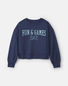 Girls 'Fun & Games 'Long-Sleeve Pullover Sweatshirt - Blue, image 1 of 3 slides