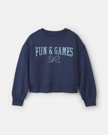 Girls 'Fun & Games 'Long-Sleeve Pullover Sweatshirt - Blue, 
