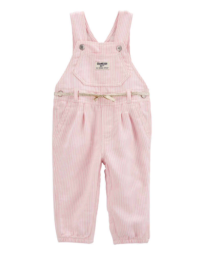 Bébé Salopette en denim tricoté à rayures hickory - Rose, image 1 sur 4 diapositives