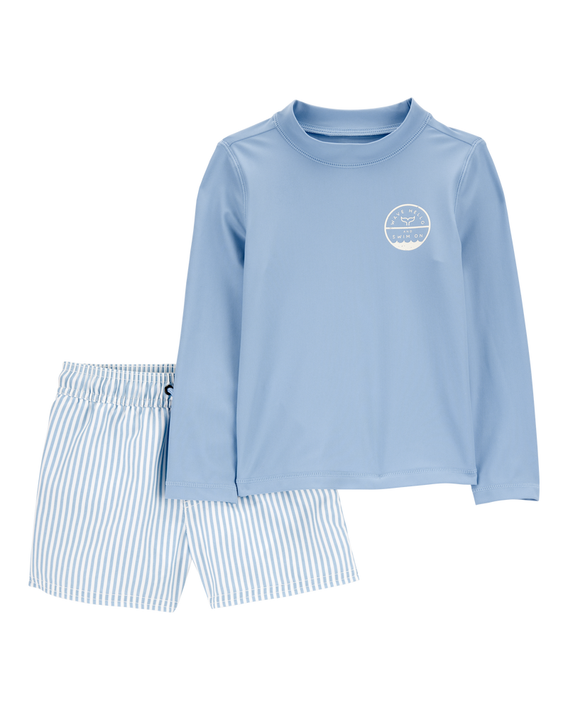 Baby Boy Whale Rashguard Set - Blue, image 1 of 6 slides