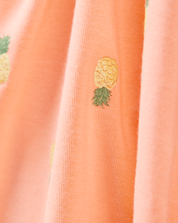 Baby Pineapple Print PurelySoft Bodysuit Dress - Coral, 