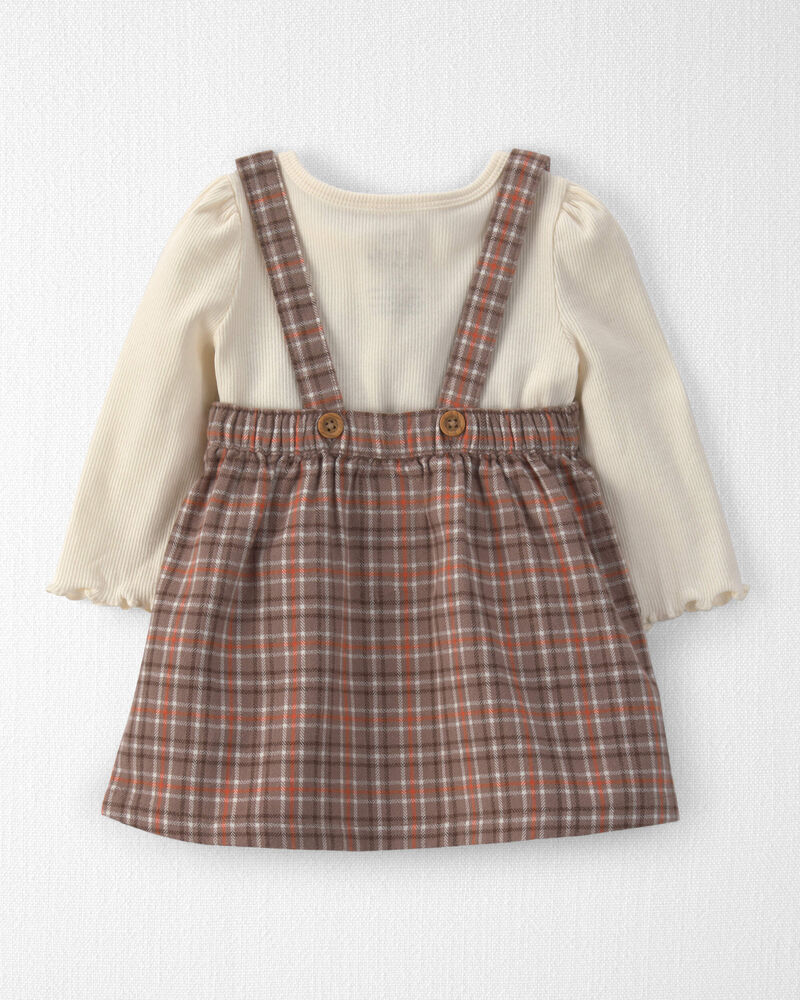 Baby Girl 2-Piece Organic Cotton Plaid Jumper Set, image 2 of 7 slides