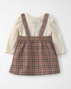 Baby Girl 2-Piece Organic Cotton Plaid Jumper Set, image 2 of 7 slides