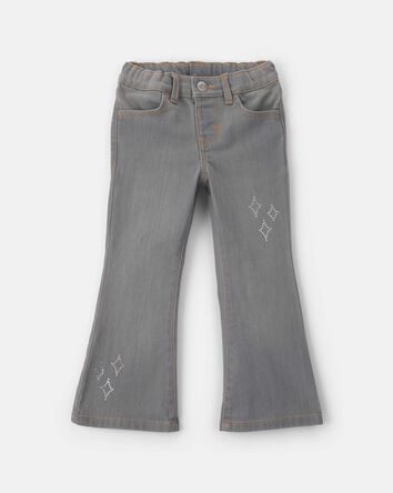 Toute-petite fille &ndash; Jeans en denim &agrave; jambe droite &agrave; motif losange &ndash; D&eacute;lav&eacute; fonc&eacute;, 