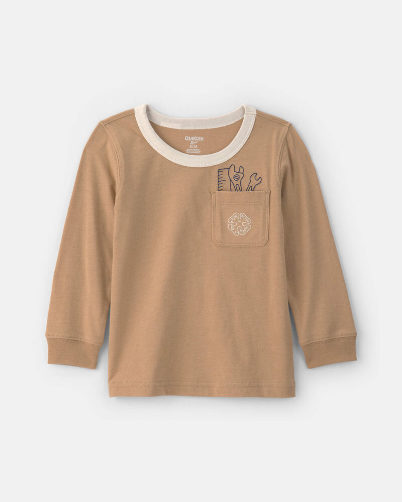 Toddler Boy 'OshKosh' Tools Long-Sleeve Tee - Brown, image 1 of 3 slides