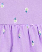 Baby Floral Bodysuit Dress - Purple, image 2 of 3 slides