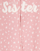 Baby Girl Little Sister 2-Way Zip Cotton Sleeper pyjamas, image 2 of 3 slides