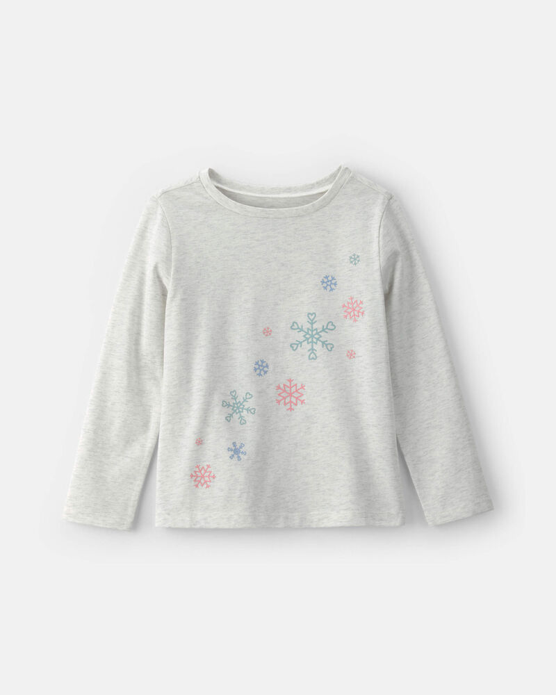 Filles - T-shirt manches longues &agrave; motif flocon de neige &ndash; Gris, image 1 sur 2 diapositives