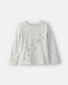 Filles - T-shirt manches longues &agrave; motif flocon de neige &ndash; Gris, image 1 sur 2 diapositives