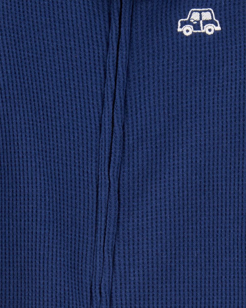 Toddler Boy Car Waffle Knit Footie 1-Piece Pyjamas - Navy, image 2 of 4 slides