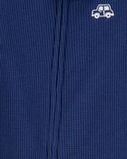 Toddler Boy Car Waffle Knit Footie 1-Piece Pyjamas - Navy, image 2 of 4 slides