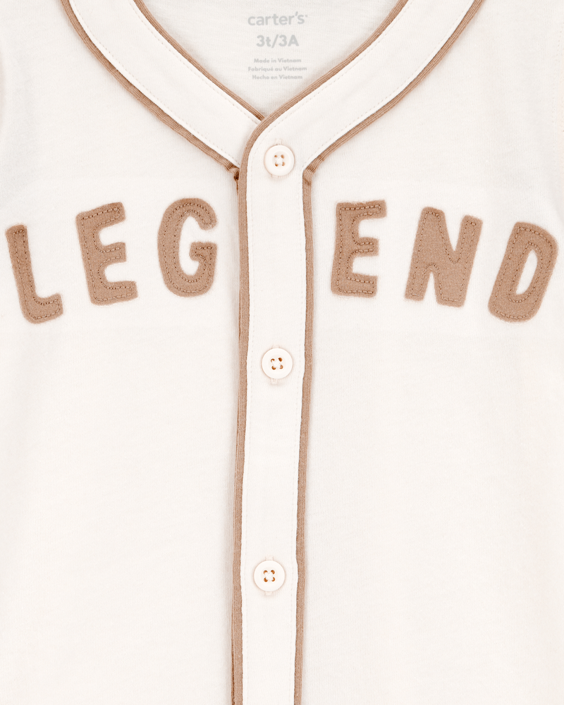 Enfant en bas âge T-shirt rétro à boutons Legend Baseball, image 2 sur 3 diapositives