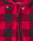 Baby Buffalo Check Fleece 2-Way Zip Sleeper - Red/Black, image 5 of 6 slides