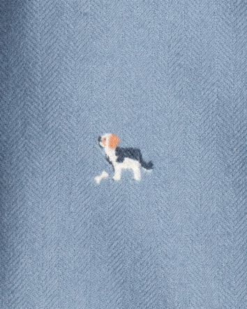 Baby Boy Dog Print Button-Down Shirt - Blue, 
