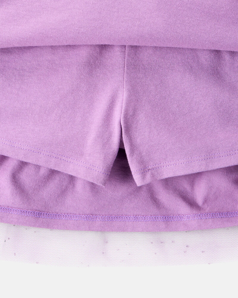Jeune Ensemble 2 pièces t-shirt à chat scintillant et jupe-short à tutu en tulle, image 2 sur 6 diapositives