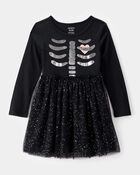Toddler Halloween Skeleton Tulle Dress, image 1 of 4 slides