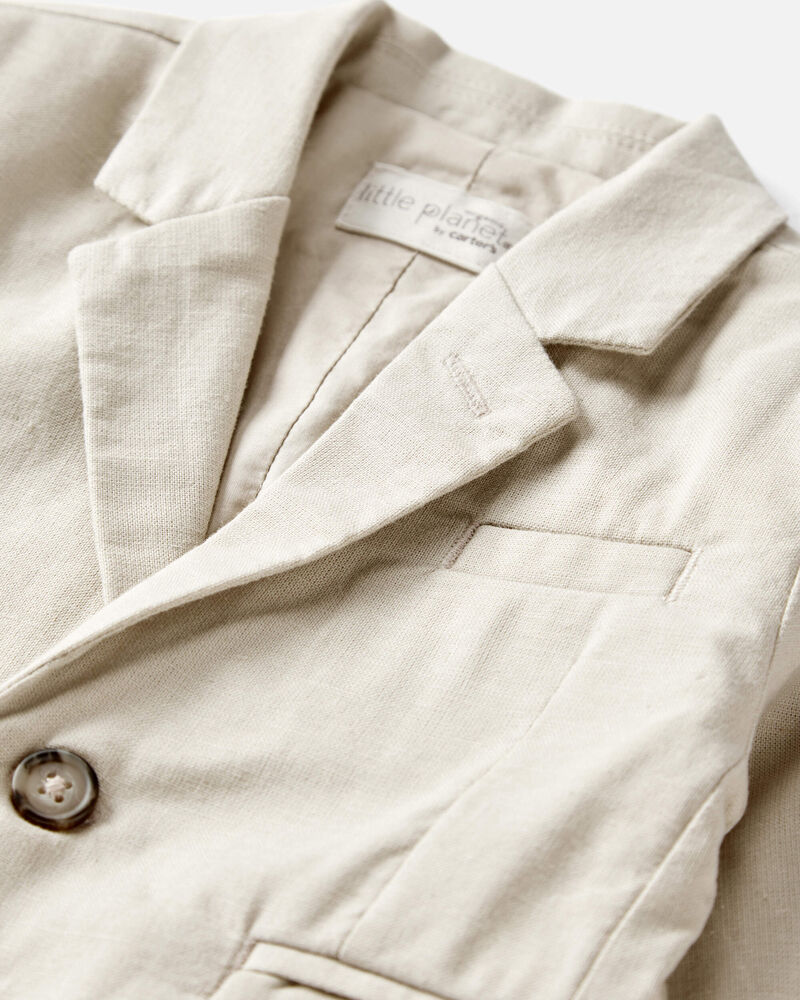 Baby Linen Suit Jacket Made with Organic Cotton - Khaki, image 2 of 4 slides