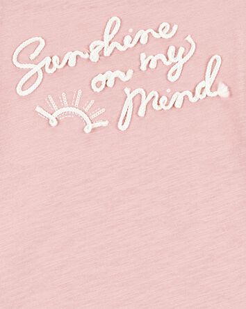 Kid Short Sleeve "Sunshine On My Mind" Fashion Top - Pink, 