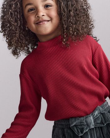 Toddler Girl Mock Neck Long-Sleeve Top - Red, 
