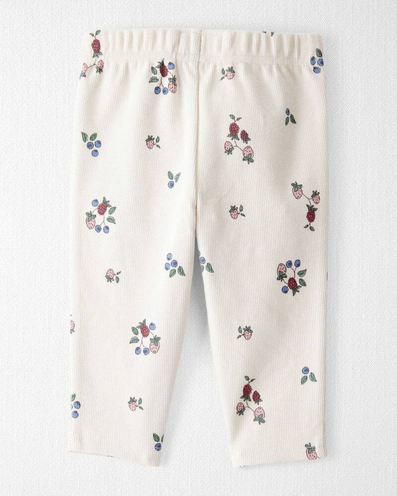 Baby Organic Cotton Ribbed Knit Pants in Berry Blossom Print, image 2 of 6 slides