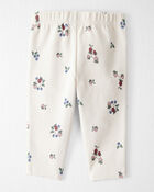 Baby Organic Cotton Ribbed Knit Pants in Berry Blossom Print, image 2 of 6 slides