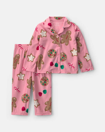 Toute-petit fille - Pyjama ample 2 pi&egrave;ces en molleton &agrave; motif de pain d&rsquo;&eacute;pice de No&euml;l &ndash; Rose, 