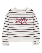 Toddler Striped French Terry Long-Sleeve Pullover - Black/White, image 1 of 4 slides