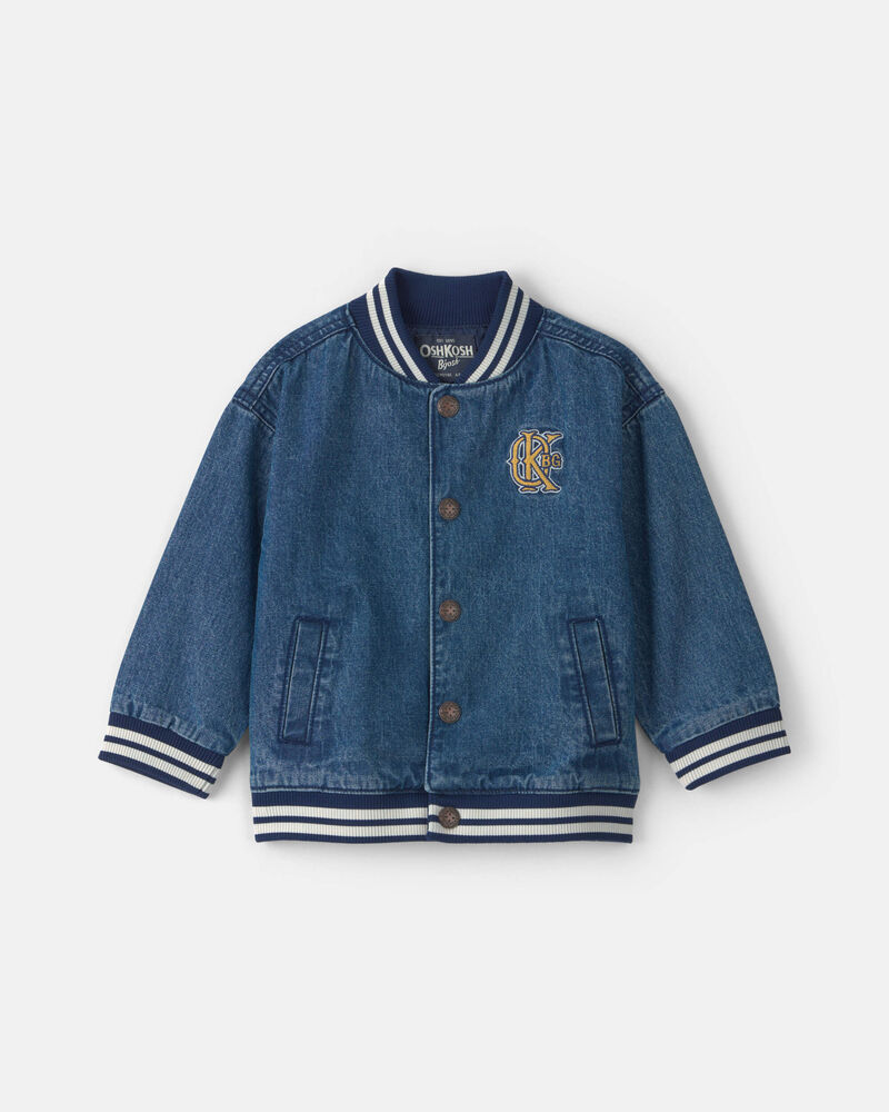 Tout-petit gar&ccedil;on - Blouson en denim de style universitaire - Indigo, image 1 sur 2 diapositives