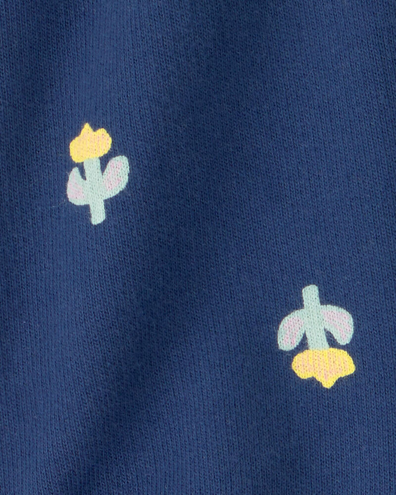 Baby Girl Floral French Terry Shorts - Blue, image 3 of 4 slides