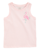 Toddler Flamingo Vintage Muscle Tank, image 1 of 3 slides