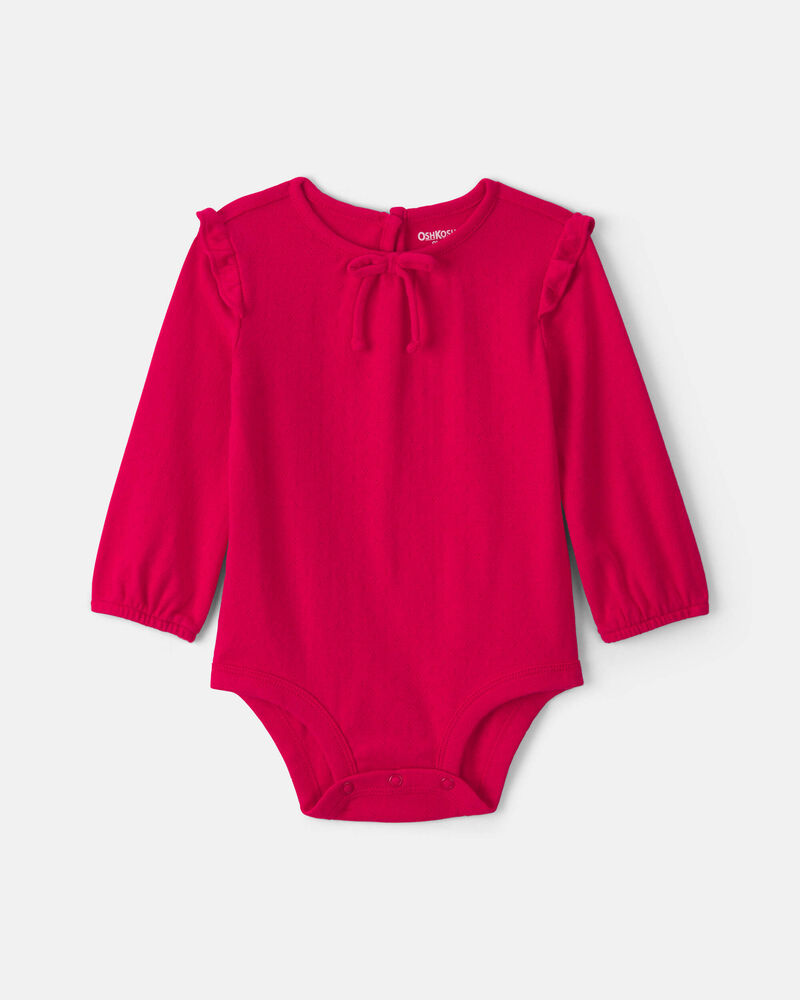 Baby Girl Long-Sleeve Bodysuit - Red, image 1 of 3 slides